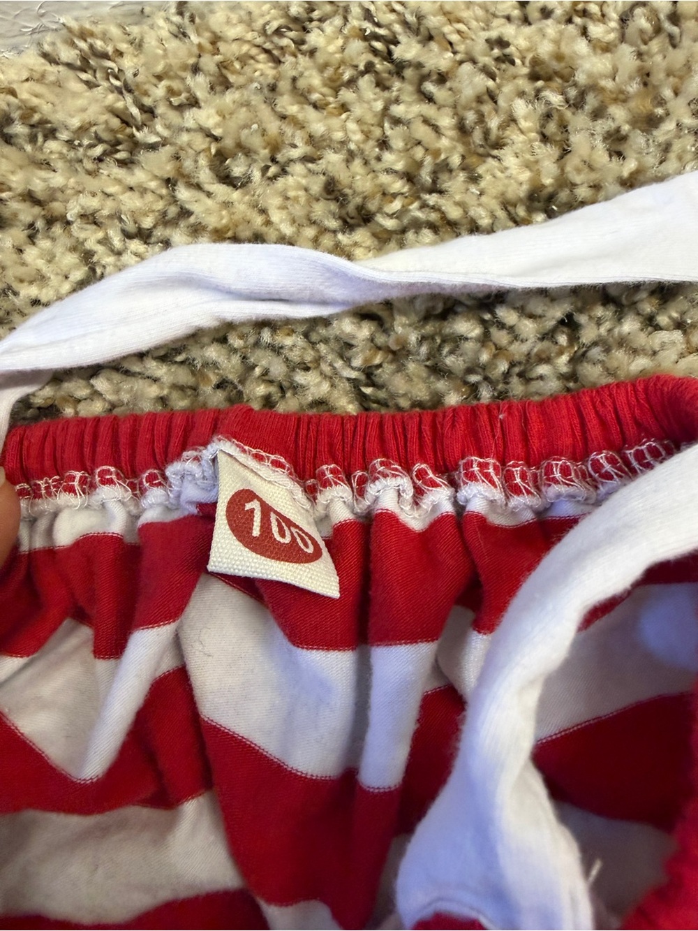 Red and White Striped Drawstring Shorts